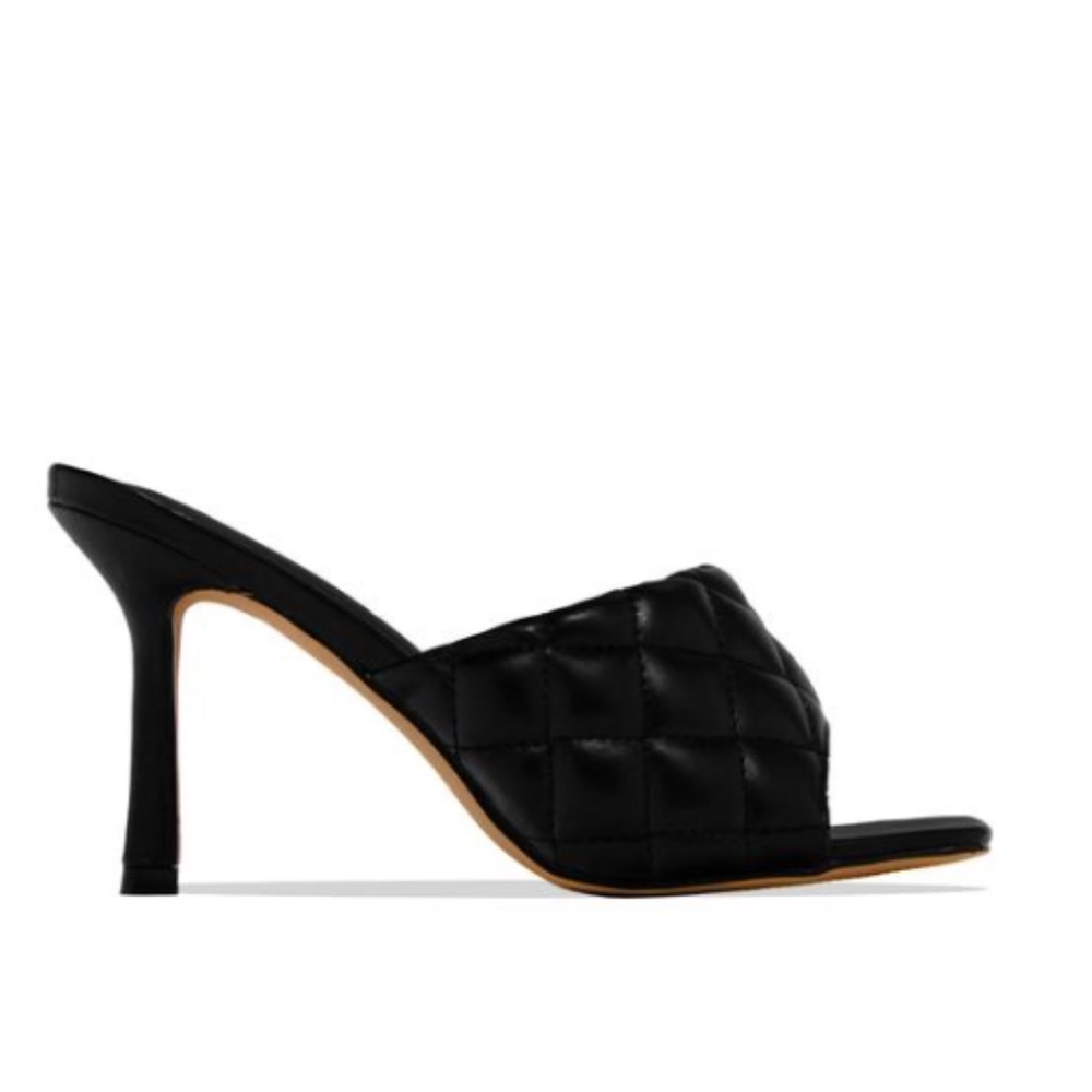 !! RESTOCKED !! Square Toe Quilted Mules – Black - Picture 3 of 8